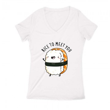 Rice To Meet You Női V Kivágott póló