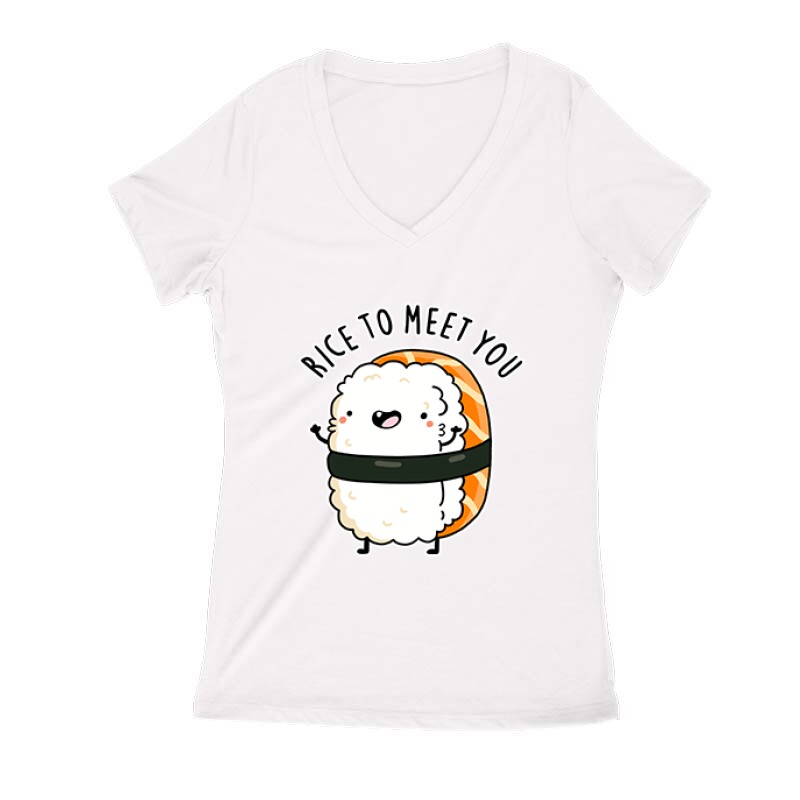 Rice To Meet You Női V Kivágott póló
