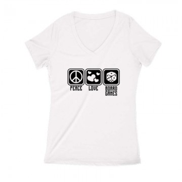 Peace Love Board Games Női V Kivágott póló