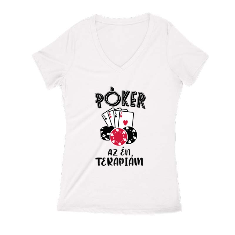 Póker az Én terápiám Női V Kivágott póló