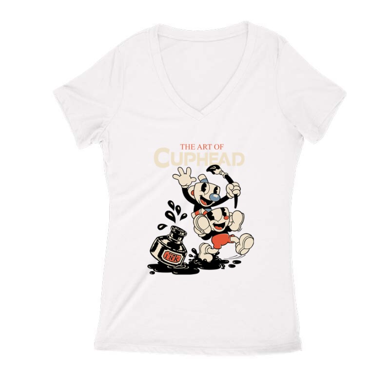The art of cuphead Női V Kivágott póló