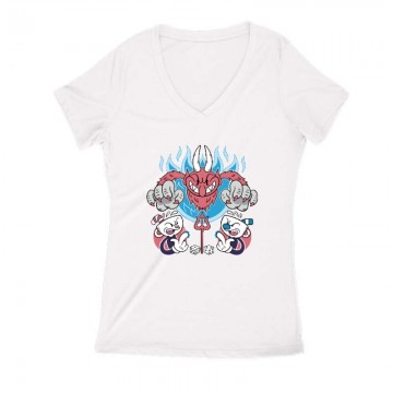 With devil Női V Kivágott póló