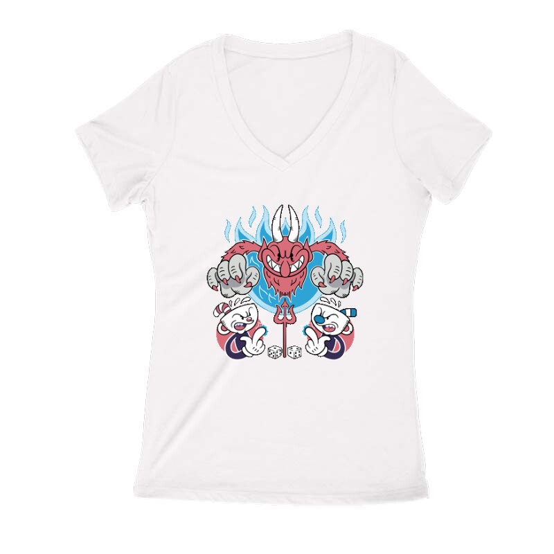 With devil Női V Kivágott póló