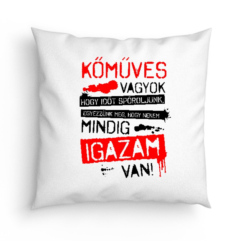 Kőműves vagyok mindig igazam van Párna