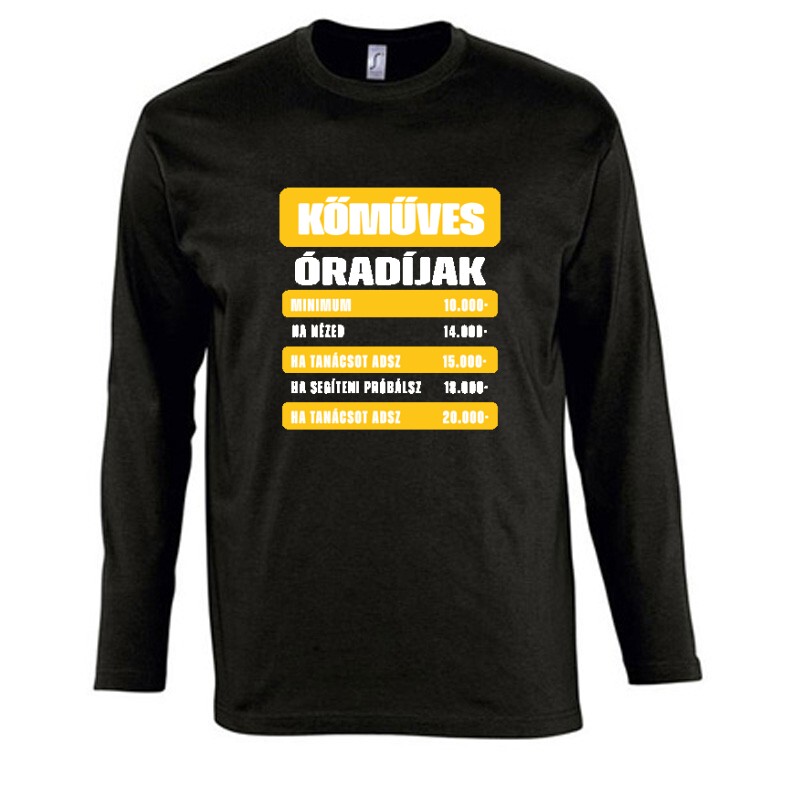 Kőműves óradíjak Hosszú Ujjú Póló