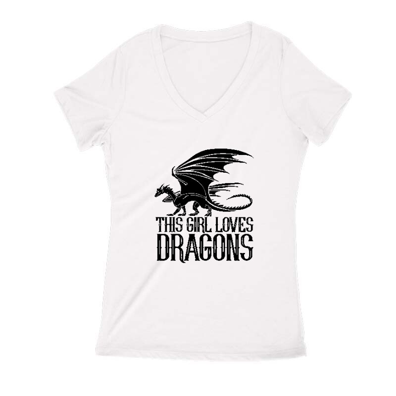 This Girl Loves Dragon Női V Kivágott póló
