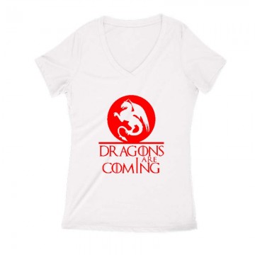 Dragons are coming Női V Kivágott póló