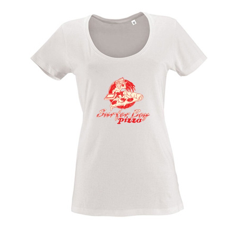 Surfer boy pizza Női O Nyakú Póló