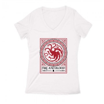 Fire and Blood Női V Kivágott póló