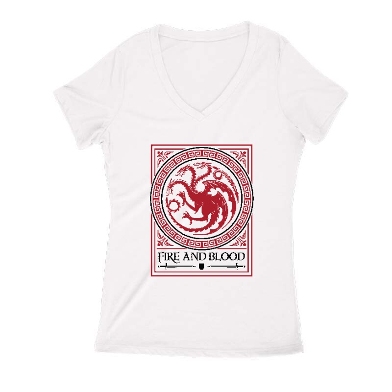 Fire and Blood Női V Kivágott póló