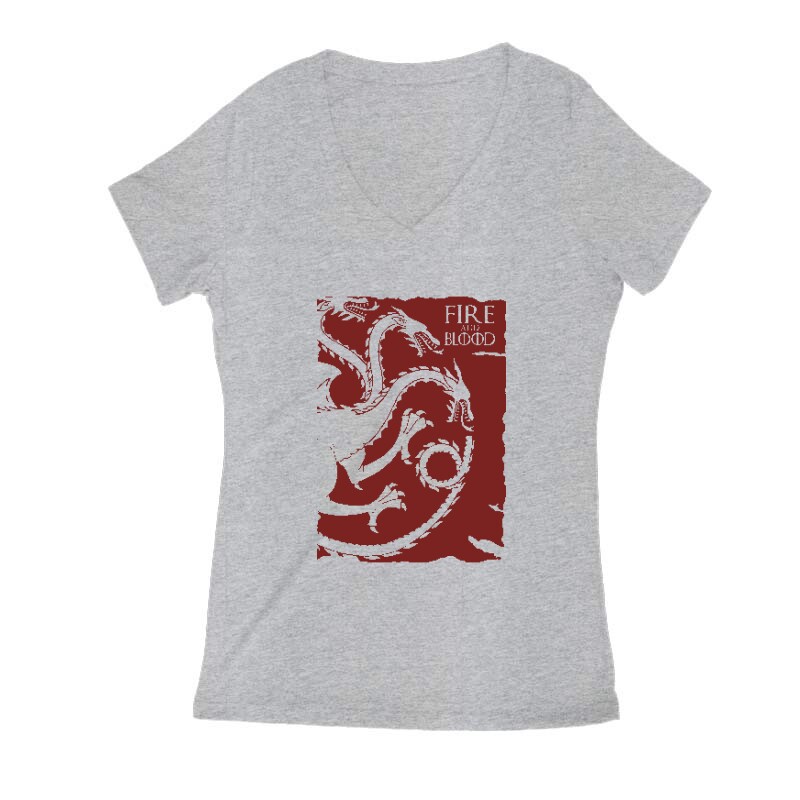 Fire and Blood Dragonstone Női V Kivágott póló
