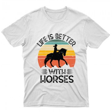 Life is better-horses Unisex Póló