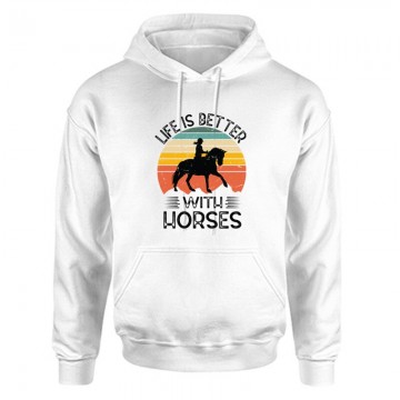 Life is better-horses Unisex Kapucnis Pulcsi