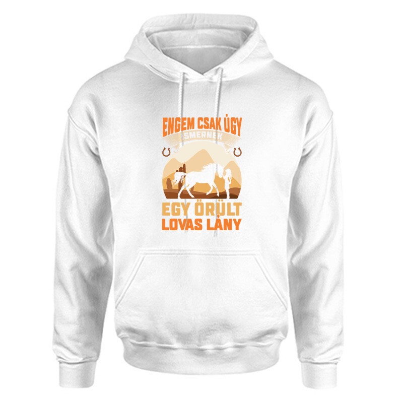 Őrült Lovas Lány Unisex Kapucnis Pulcsi