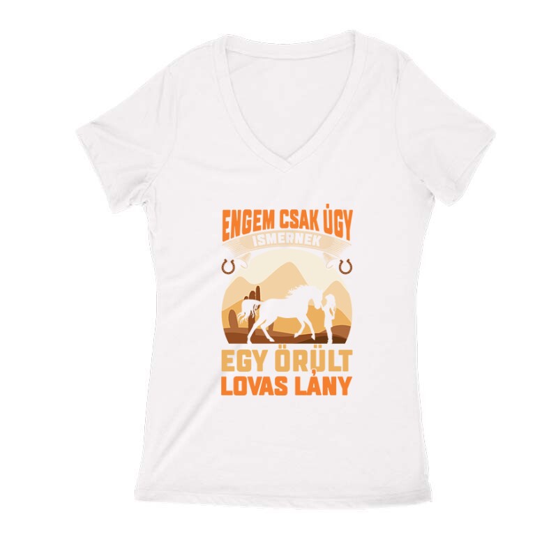 Őrült Lovas Lány Női V Kivágott póló