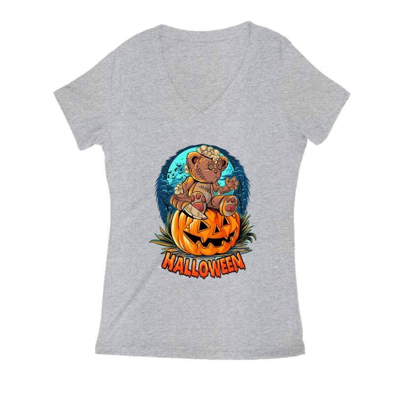 Teddy with pumpkin Női V Kivágott póló