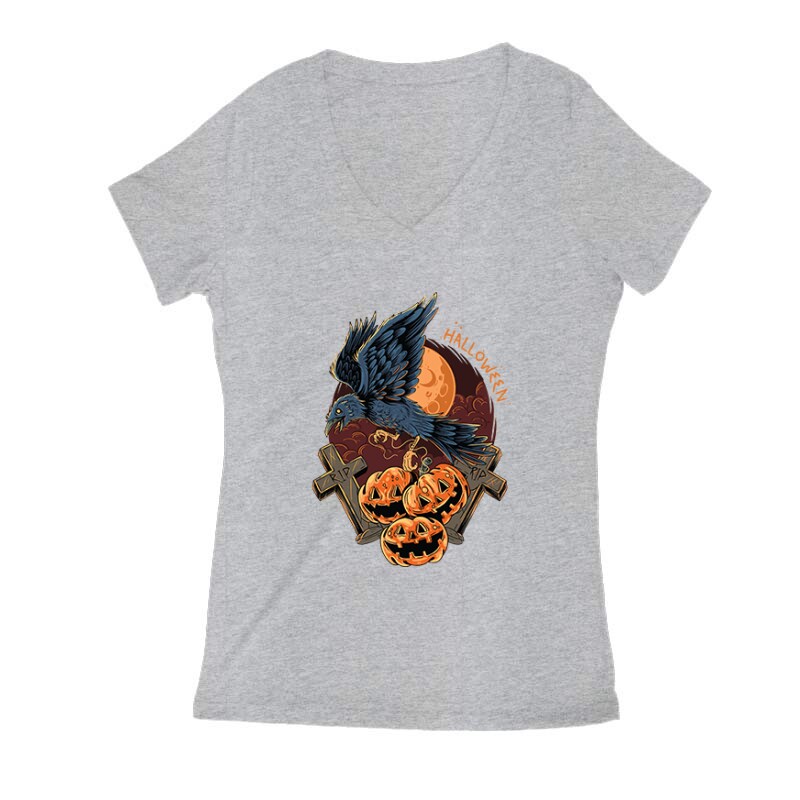 Halloween and crown Női V Kivágott póló