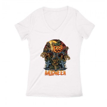 Halloween Rip Női V Kivágott póló