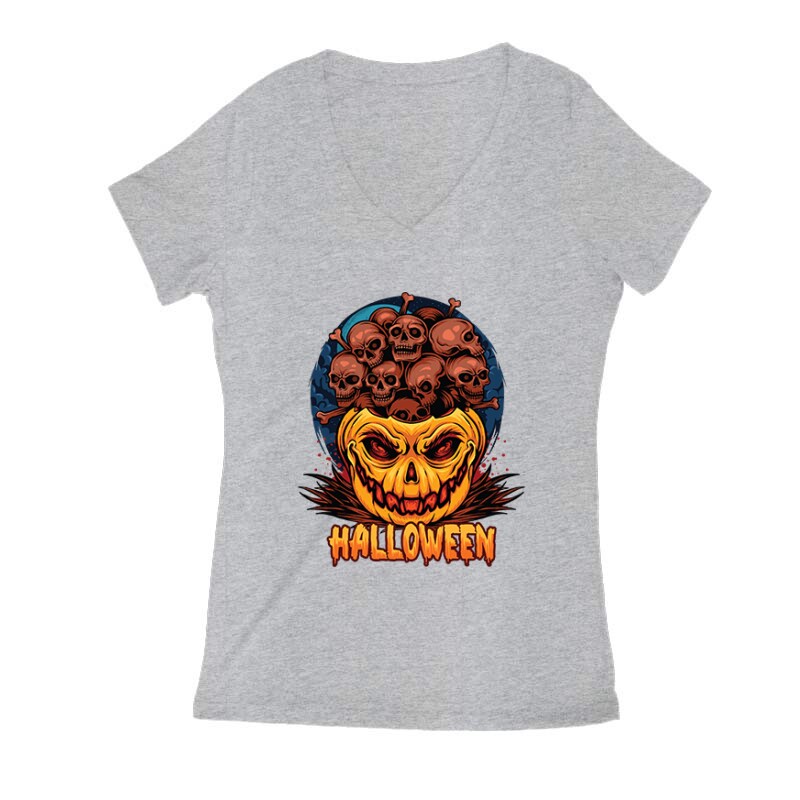 Halloween skulls Női V Kivágott póló