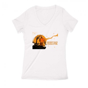 Csokit vagy csalunk cute Női V Kivágott póló