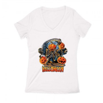 Pumpkin of Halloween Női V Kivágott póló