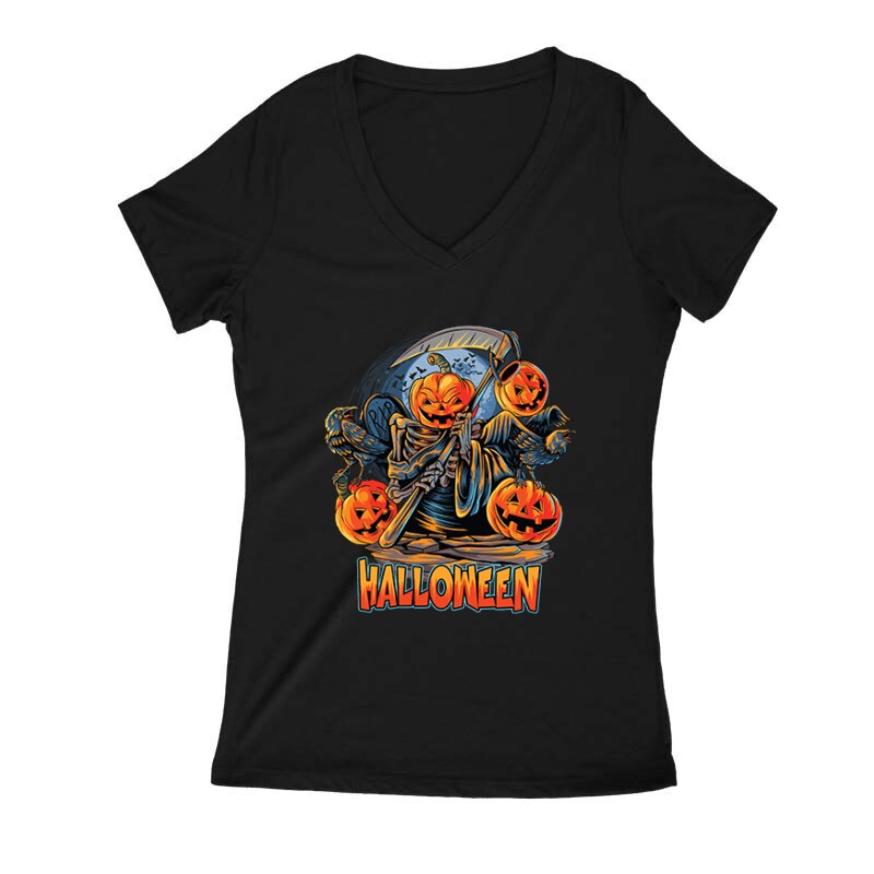 Pumpkin of Halloween Női V Kivágott póló