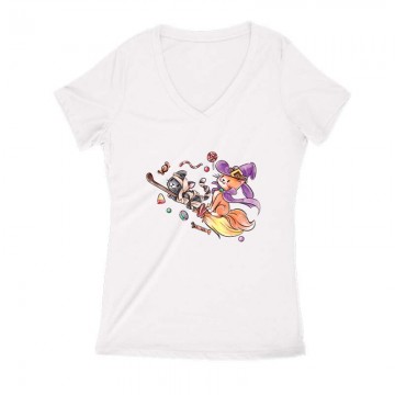 Halloween cats Női V Kivágott póló