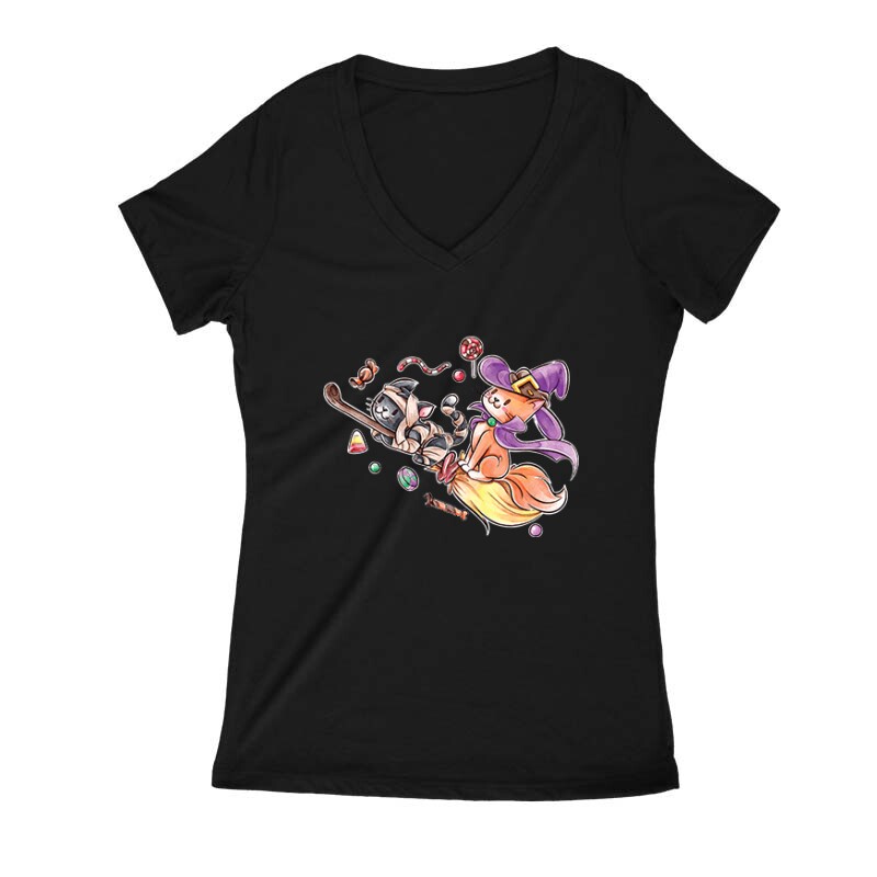 Halloween cats Női V Kivágott póló