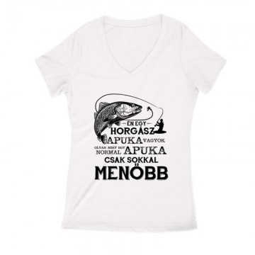 Horgász apuka Női V Kivágott póló