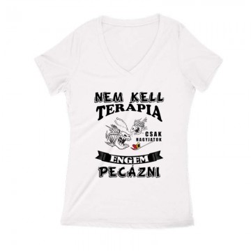 Nem kell terápia peca Női V Kivágott póló
