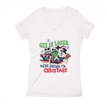 Saving Christmas Női V Kivágott póló