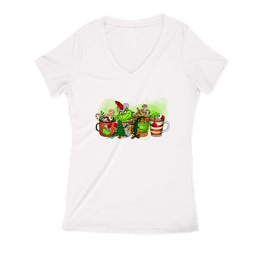 Christmas Punch Grinch Női V Kivágott póló