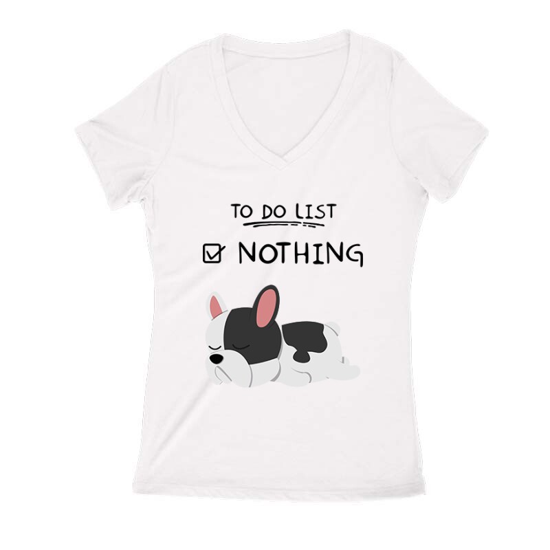 To Do List Frenchie Női V Kivágott póló