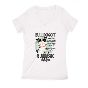 Jurassic Francia Bulldog Női V Kivágott póló