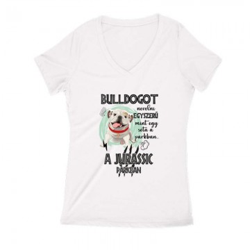 Jurassic English Bulldog Női V Kivágott póló