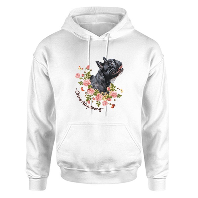 Frenchie with Rose Unisex Kapucnis Pulcsi