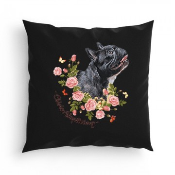 Frenchie with Rose Párna