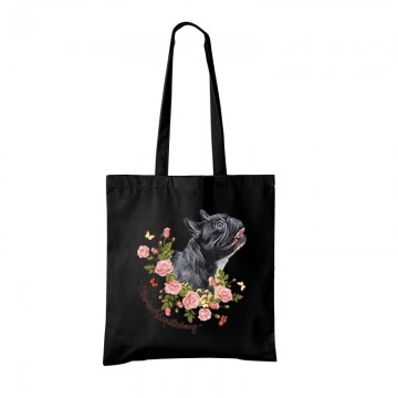 Frenchie with Rose Bevásárló Táska
