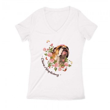 English with Rose Női V Kivágott póló