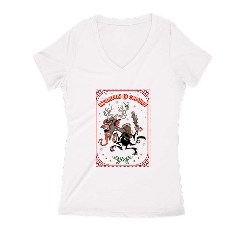 Krampus is coming Női V Kivágott póló