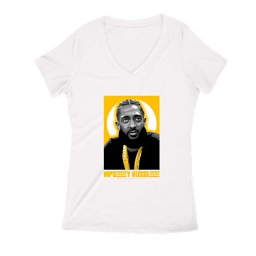 NIPSEY HUSSLE Yellow Női V Kivágott póló
