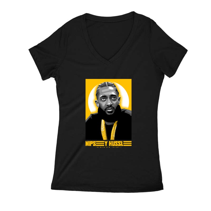 NIPSEY HUSSLE Yellow Női V Kivágott póló