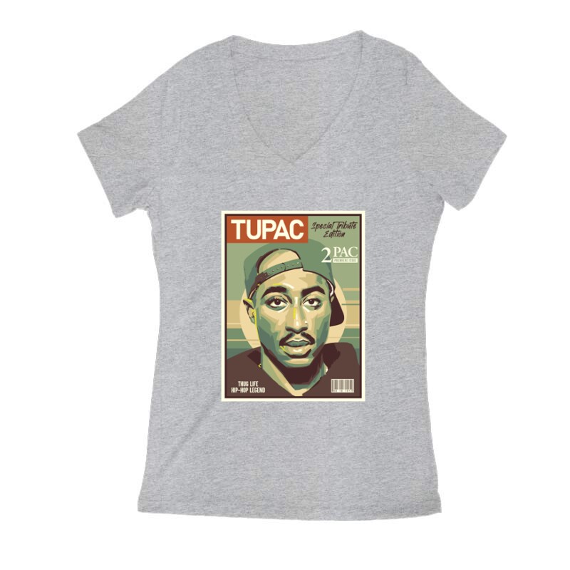 2Pac special Tribute Női V Kivágott póló
