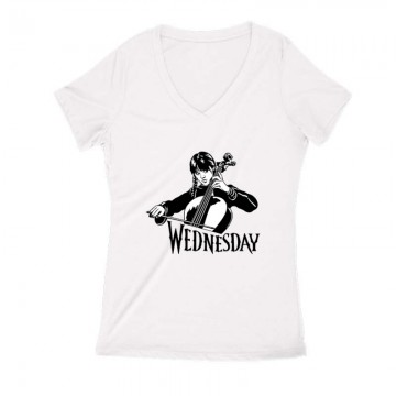 Wednesday cselló Női V Kivágott póló