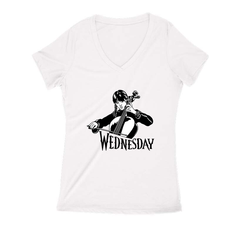 Wednesday cselló Női V Kivágott póló