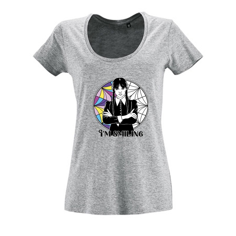 Wednesday - I'm smiling Női O Nyakú Póló