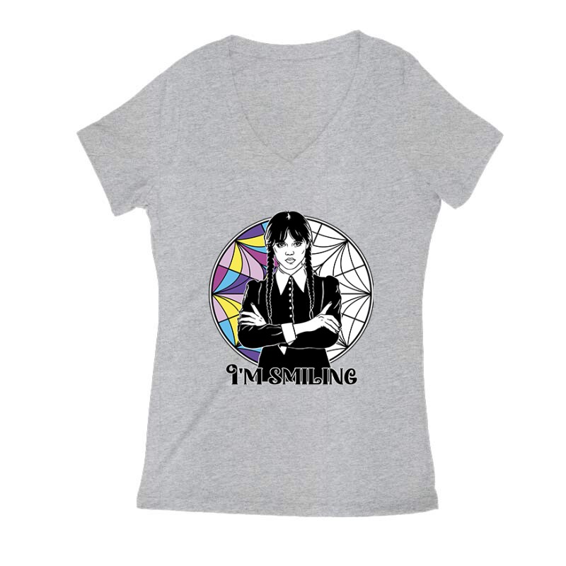 Wednesday - I'm smiling Női V Kivágott póló