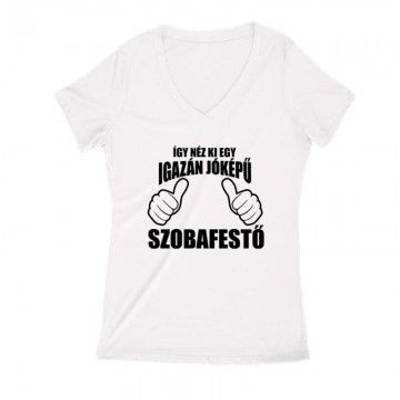 Jóképű Festő Női V Kivágott póló