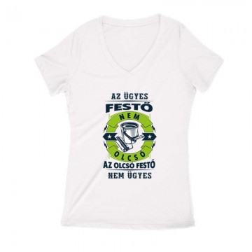 Az ügyes festő Női V Kivágott póló