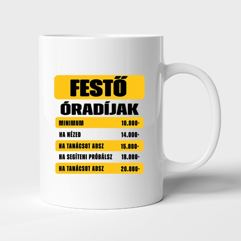 Festő óradíjak Bögre